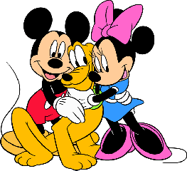 Mickey,Minnie et leur chien Pluto.